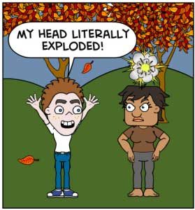 Contronym Examples - Cartoon Man Saying My Head Literally Exploded