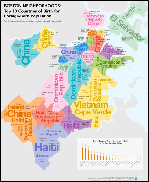 Translation Services in Massachusetts - Map of Foreign Born Populations by Neighborhood in Boston