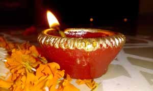 Diwali Celebration - Lit Diya