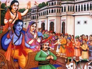 Diwali Celebration - Lord Rama and His Wife Sita Leaving In Horse drawn Carriage