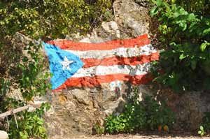 Puerto Rican Migration - Puerto Rican Flag Drawn On Rock