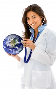 doctor for the environment smiling isolated over a white background