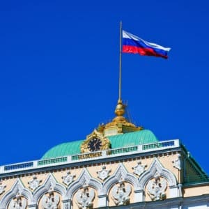 Russian characters on the roof of the Grand Kremlin Palace in Moscow
