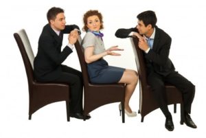 Woman and two men interpreters