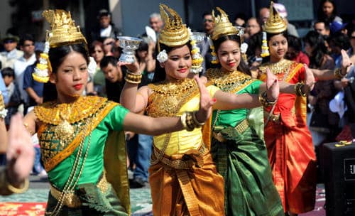 Khmer New Year - Cambodian Dancers in Traditional Dress