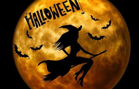 Witches Around The World - Happy Halloween witch on broomstick